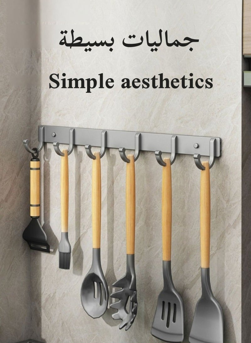 Wall Hook Gun Grey, Non Perforated Bathroom Hooks, Bedroom Storage, Hanger Hooks, Space Aluminum Wall Hanger Coat Hook Rail for Coat Hat Towel Purse Robes Mudroom Bathroom - Image 4